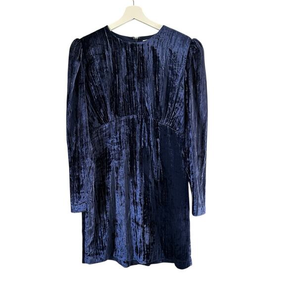 & Other Stores Crushed Velvet Navy Blue Mini Dress size 10 - Picture 5 of 13